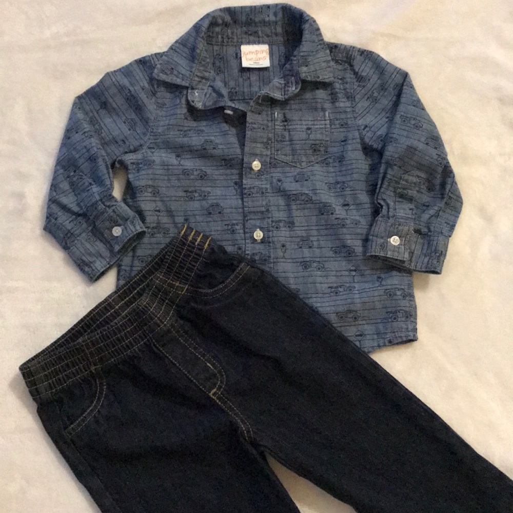 18M Boys Button up shirt and Jeans Outfit